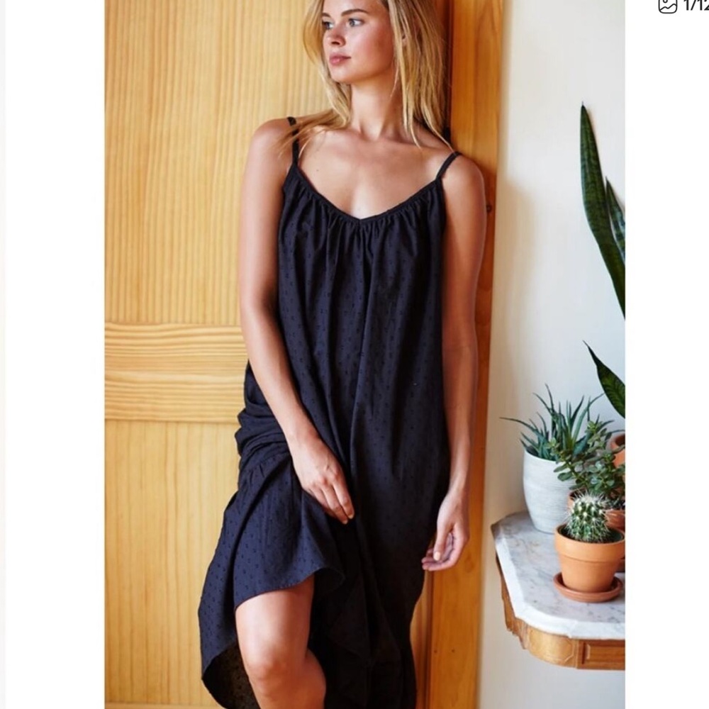 Emerson Fry Black Swiss Dot Relaxed Oversized Maxi Dress Size Small